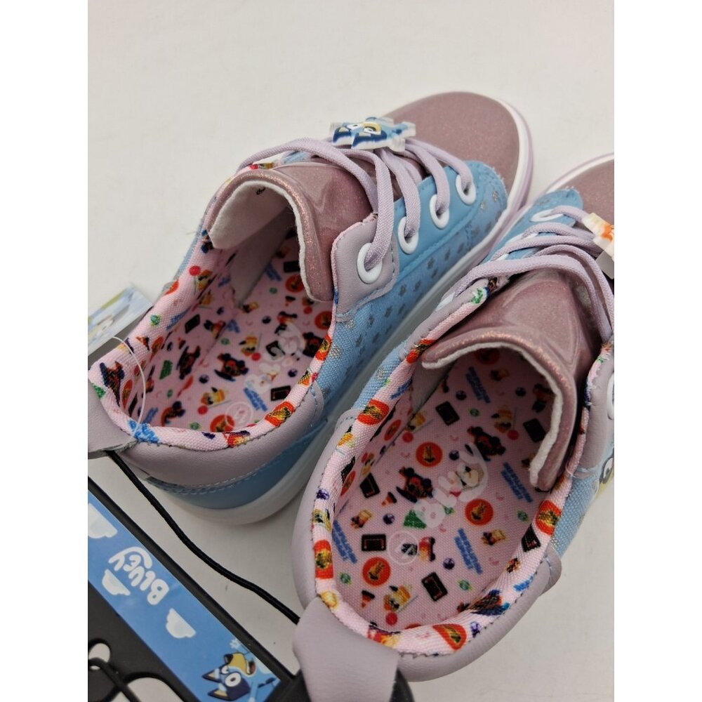 Bluey Sneakers Toddler Kids Size 11 Blue Purple Slip On Elastic Lace Shoes - Picture 5 of 12